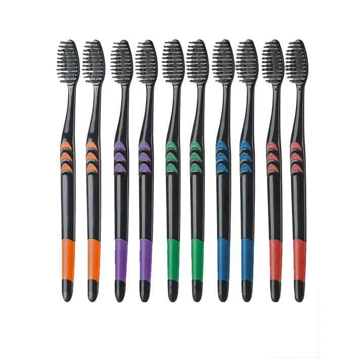 10 Pcs Family pack toothbrush, Bamboo Charcoal Soft Bristles Toothbrush, Travel Carry，Color random