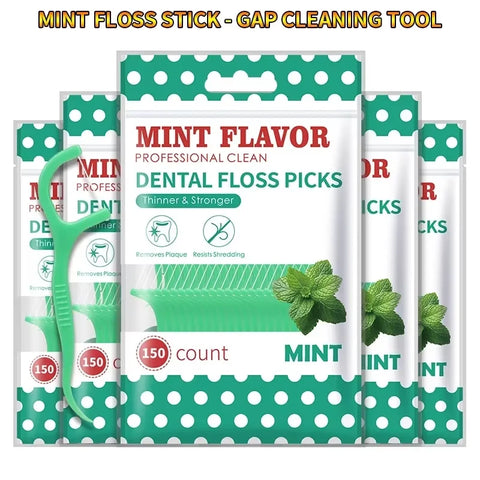 300pcs Mint Flavored Adult Dental Floss Picks Ultra-Fine Flossing Sticks Portable Toothpick Thread for Home And Travel Dental