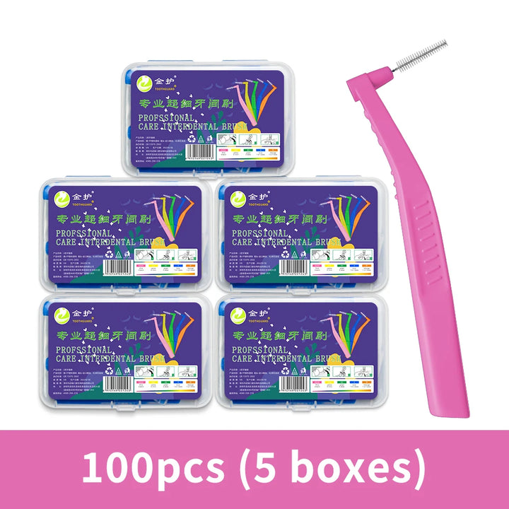 Angled Interdental Brush For Orthodontic Braces Micro Soft Brush For Dental Brackets Cleaning L Shaped Short Handle Brushes