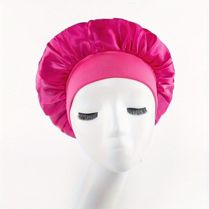[Pink Satin Bonnet] Soft Pink Awegeo Women's Satin Bonnet | Ruffled Design, Oil-Free Polyester, Hair Protection Cap